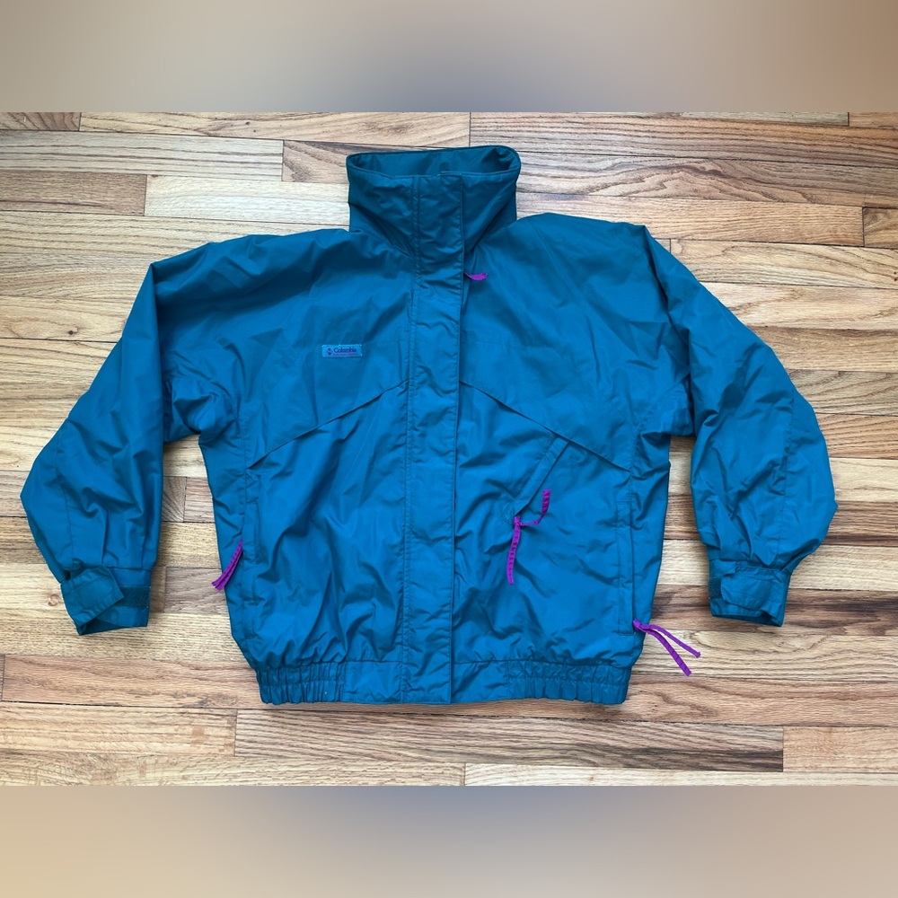 Vintage 90s Columbia Turquoise and Purple Windbreaker Size Large